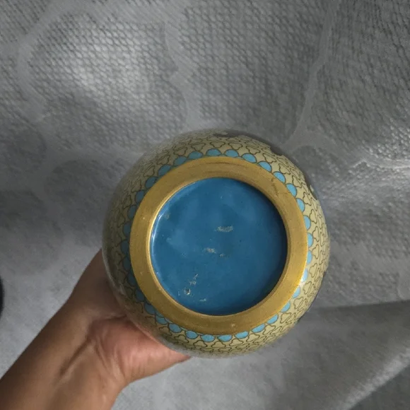 Cloisonne Vase with Wooden Stand - Picture 7 of 10